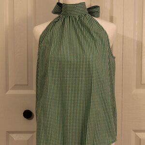 J. Crew Green & White Gingham Halter sz. 8